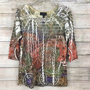 Investments Ruffled Blouse Popover Fall Multicolor